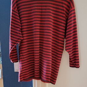 Marimekko Red and Navy Striped Long Sleeve Tee